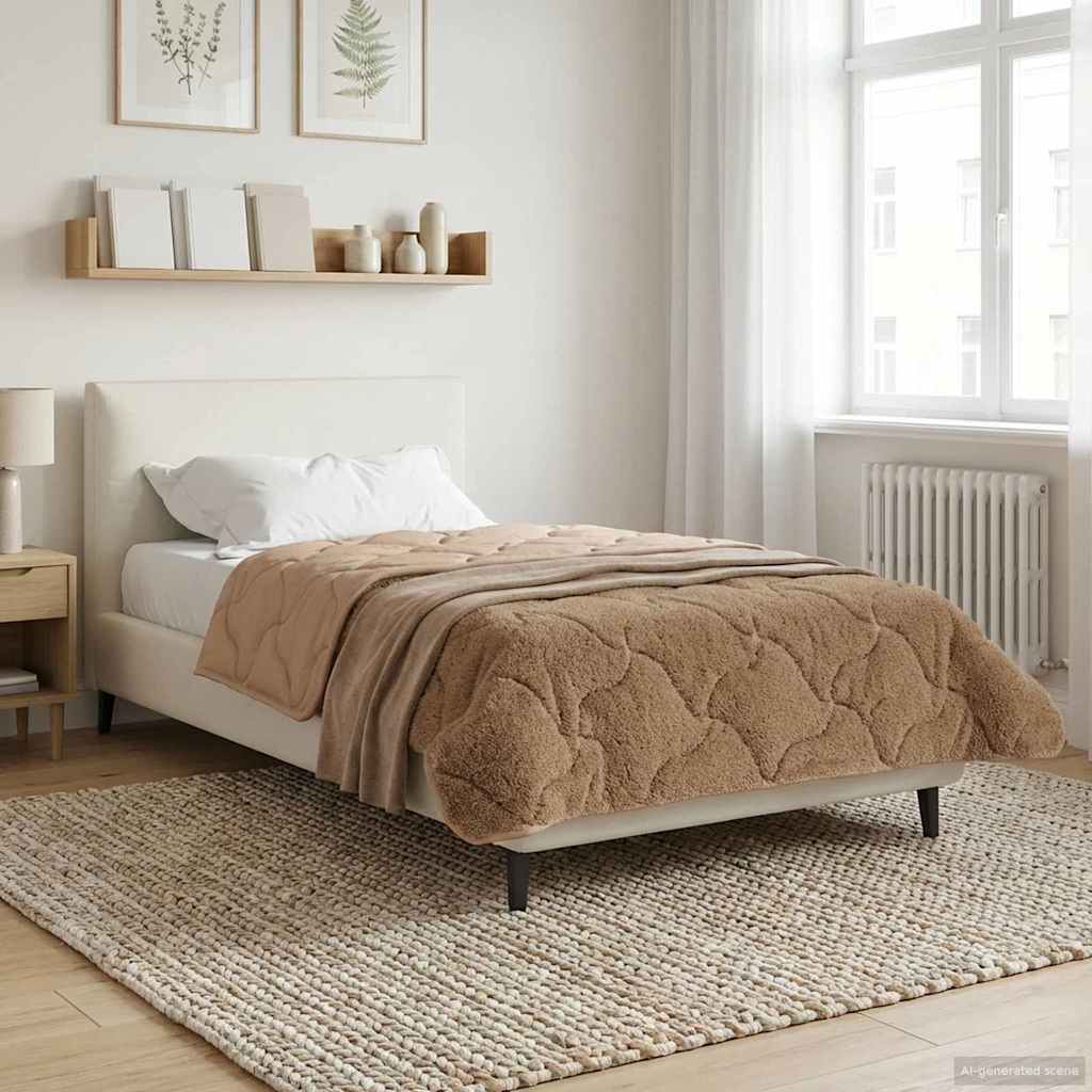 Winter Dekbed Taupe 155 x 220 cm Microfiber en Teddy fleece is nu te koop bij PeponiXL, paradijselijk wonen!