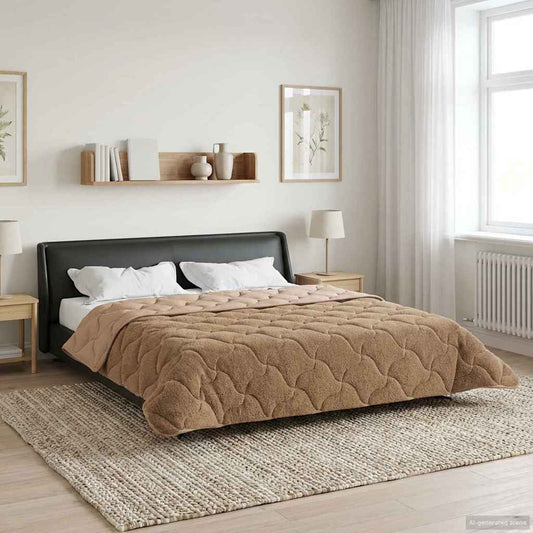 Winter Dekbed Taupe 220 x 260 cm Microfiber en Teddy fleece is nu te koop bij PeponiXL, paradijselijk wonen!