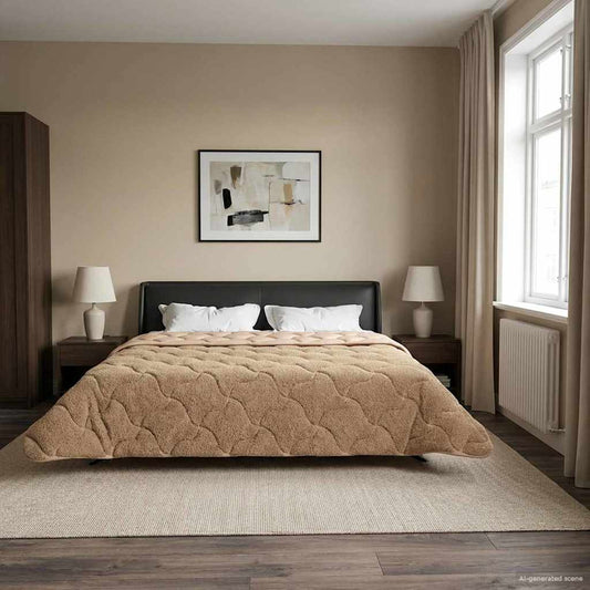 Winter Dekbed Taupe 240 x 260 cm Microfiber en Teddy fleece is nu te koop bij PeponiXL, paradijselijk wonen!