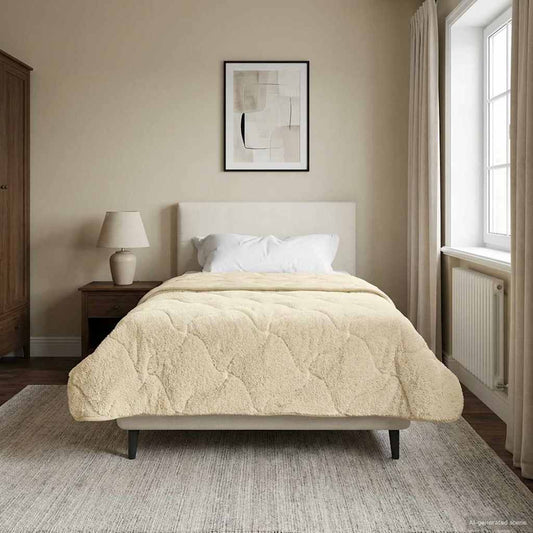 Winter Dekbed Crème 155 x 200 cm Microfiber en Teddy fleece is nu te koop bij PeponiXL, paradijselijk wonen!