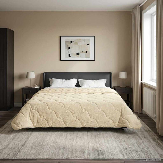 Winter Dekbed Crème 200 x 200 cm Microfiber en Teddy fleece is nu te koop bij PeponiXL, paradijselijk wonen!