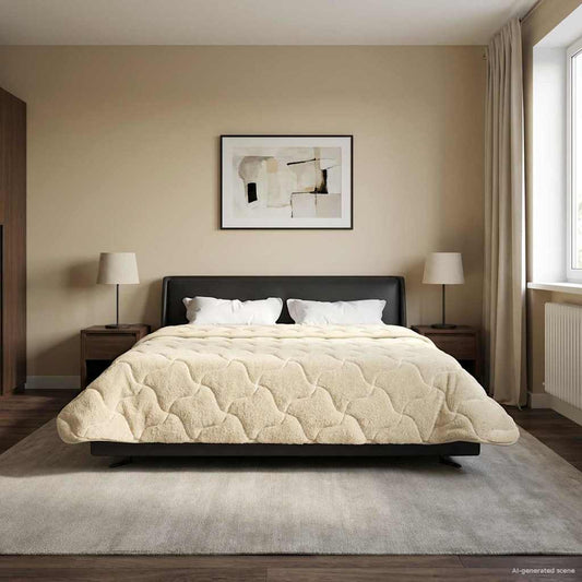 Winter Dekbed Crème 220 x 240 cm Microfiber en Teddy fleece is nu te koop bij PeponiXL, paradijselijk wonen!