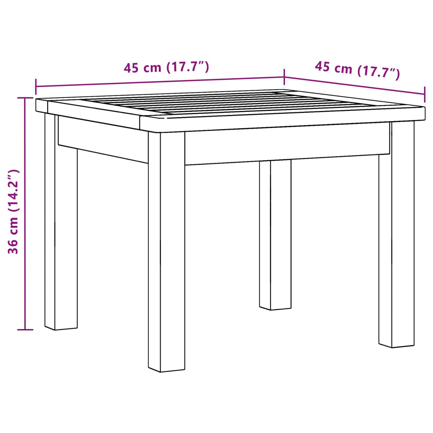 Salontafel Licht acacia 45 x 45 x 36 cm Massief Acaciahout is nu te koop bij PeponiXL, paradijselijk wonen!