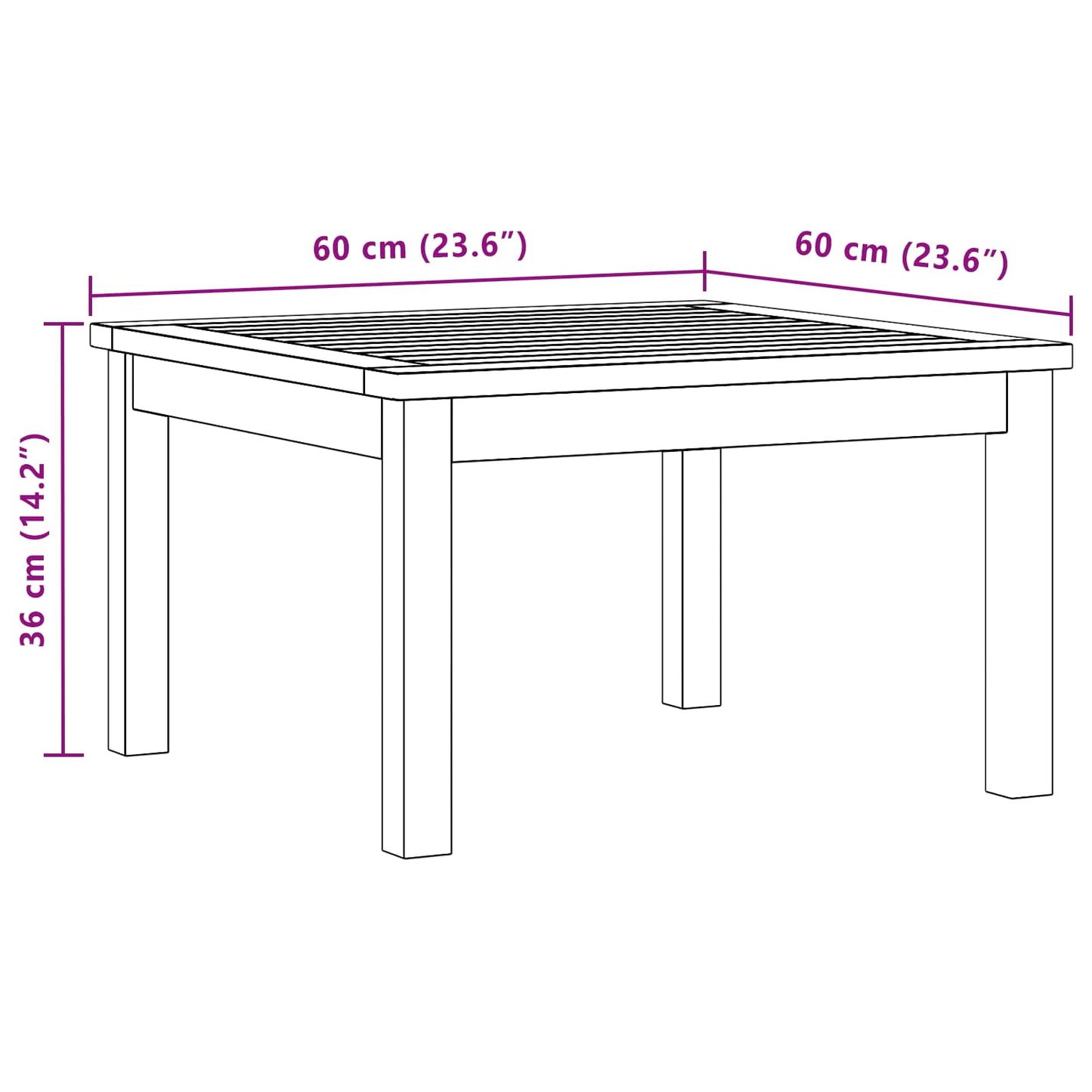 Salontafel Licht acacia 60 x 60 x 36 cm Massief Acaciahout is nu te koop bij PeponiXL, paradijselijk wonen!