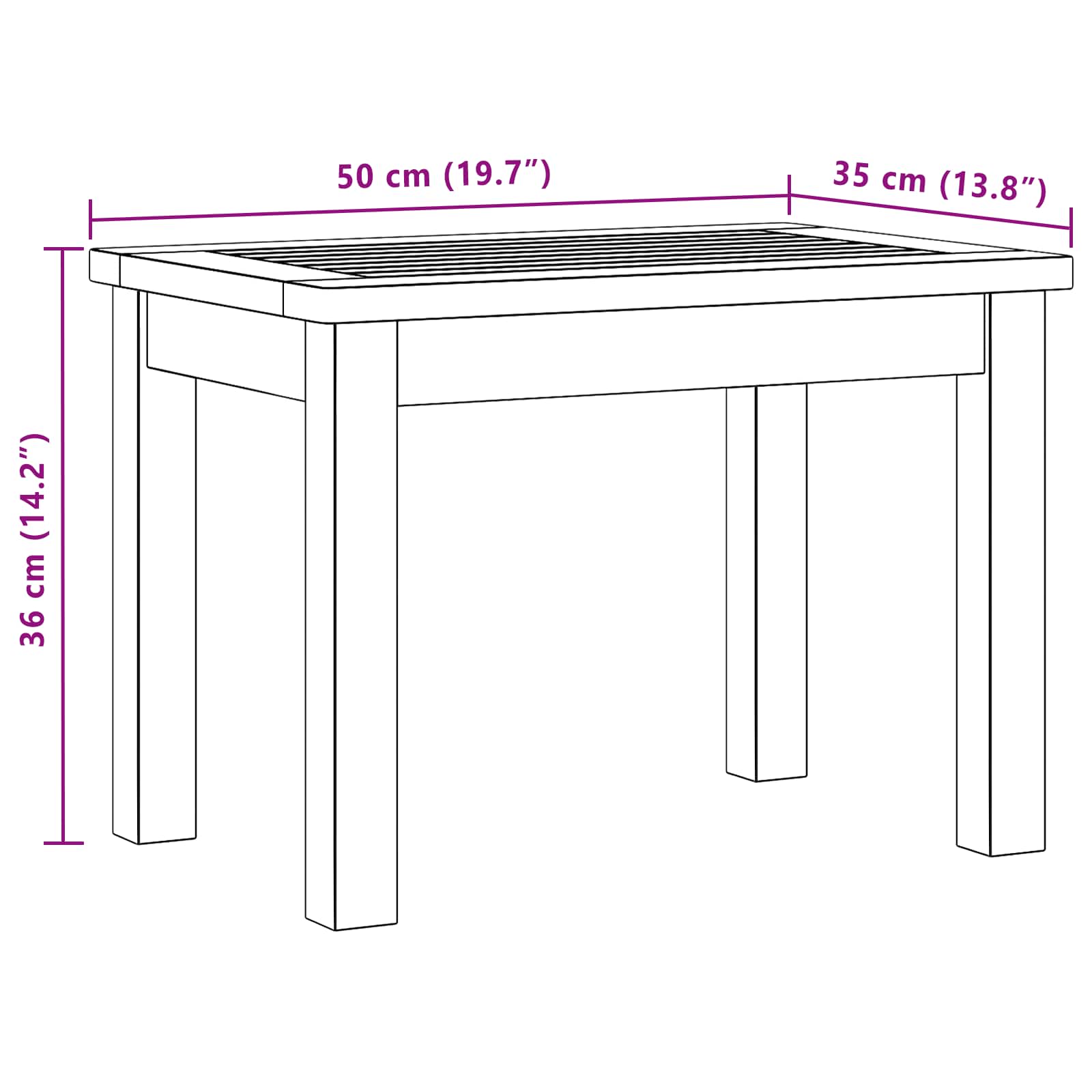 Salontafel Licht acacia 50 x 35 x 36 cm Massief Acaciahout is nu te koop bij PeponiXL, paradijselijk wonen!