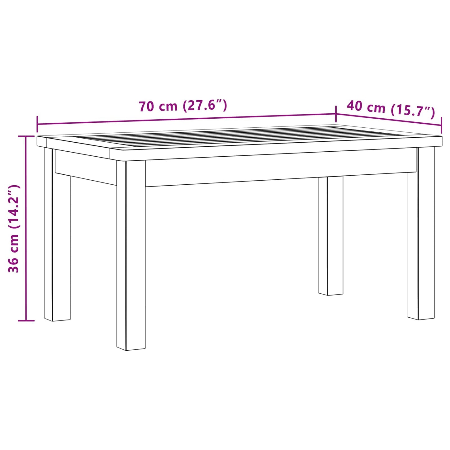 Salontafel Licht acacia 70 x 40 x 36 cm Massief Acaciahout is nu te koop bij PeponiXL, paradijselijk wonen!