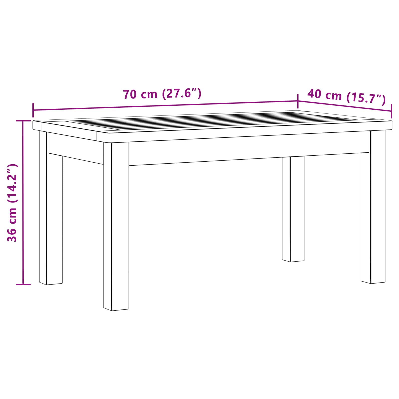 Salontafel Licht acacia 70 x 40 x 36 cm Massief Acaciahout is nu te koop bij PeponiXL, paradijselijk wonen!