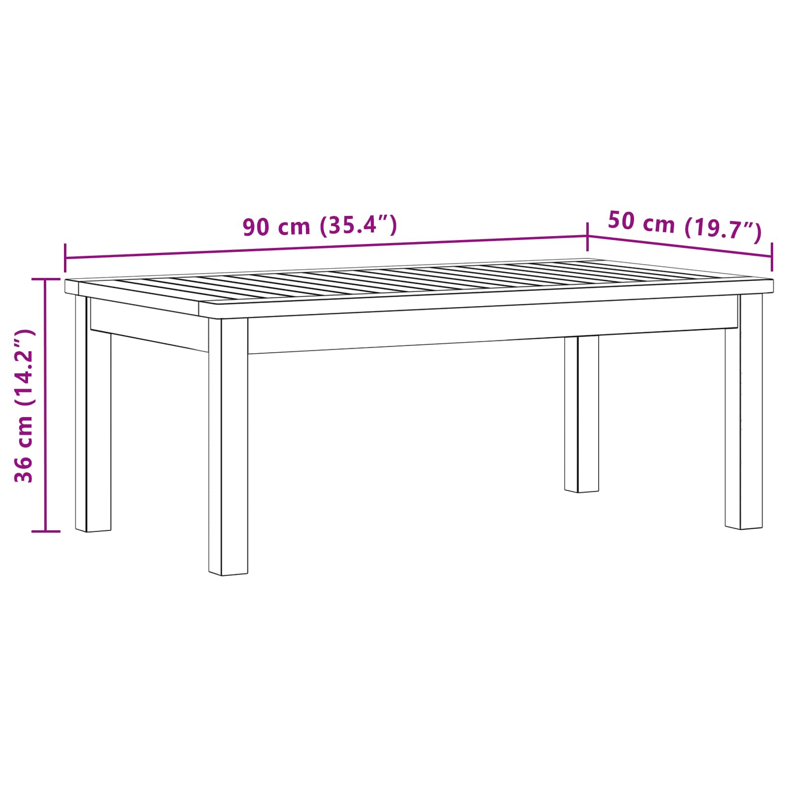 Salontafel Licht acacia 90 x 50 x 36 cm Massief Acaciahout is nu te koop bij PeponiXL, paradijselijk wonen!
