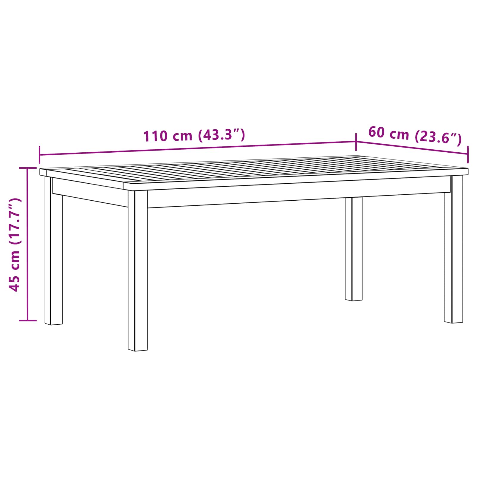 Salontafel Licht acacia 110 x 60 x 45 cm Massief Acaciahout is nu te koop bij PeponiXL, paradijselijk wonen!