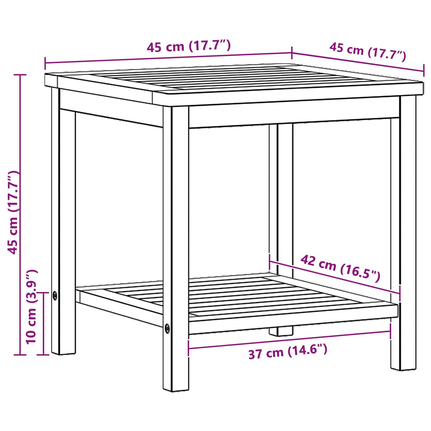 Bijzettafel Olie naturel 45 x 45 x 45 cm Massief Acaciahout is nu te koop bij PeponiXL, paradijselijk wonen!