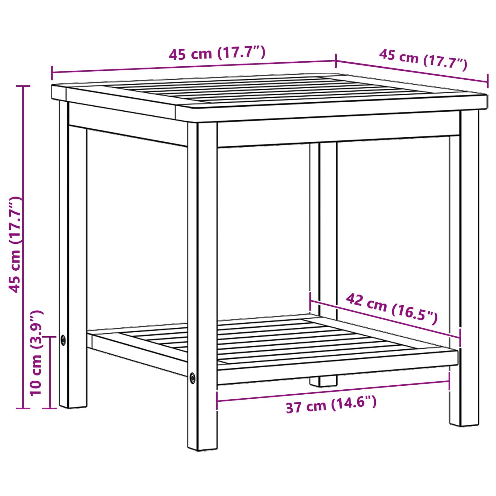 Bijzettafel Olie naturel 45 x 45 x 45 cm Massief Acaciahout is nu te koop bij PeponiXL, paradijselijk wonen!