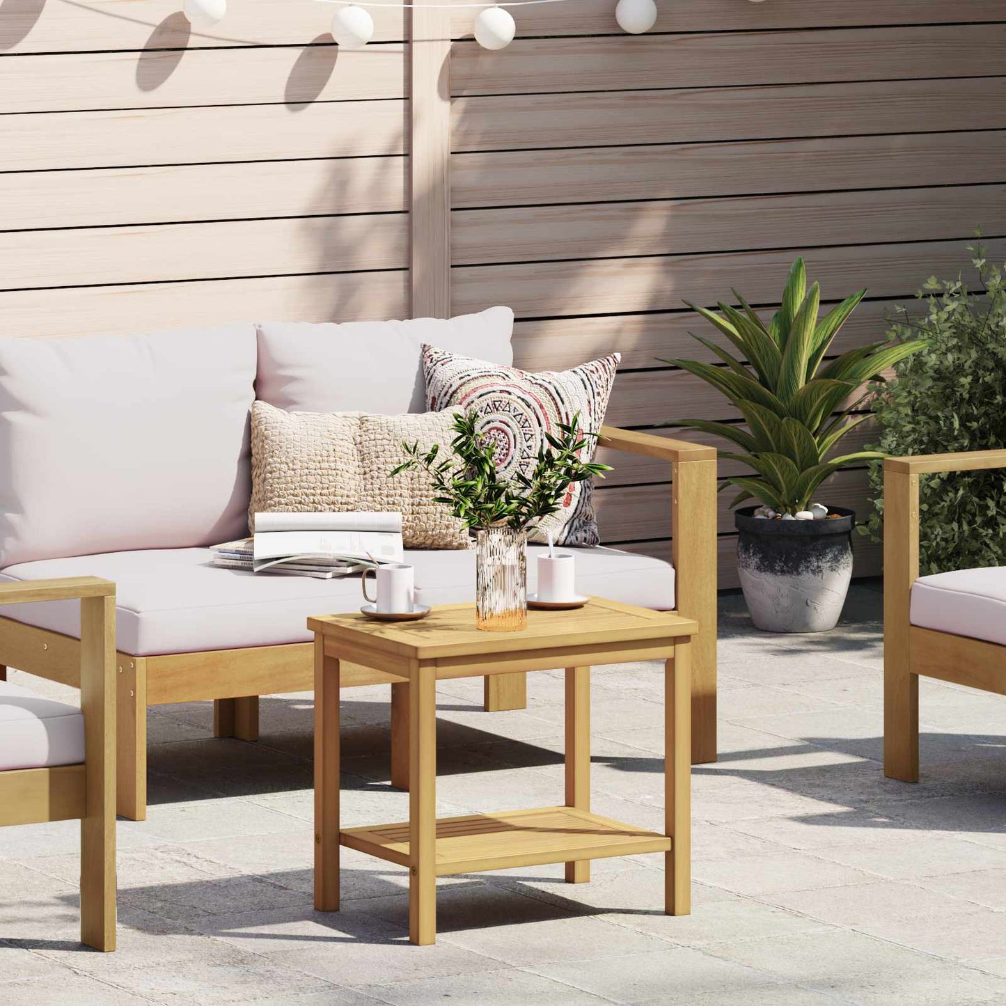 Bijzettafel Olie naturel 50 x 35 x 45 cm Massief Acaciahout is nu te koop bij PeponiXL, paradijselijk wonen!