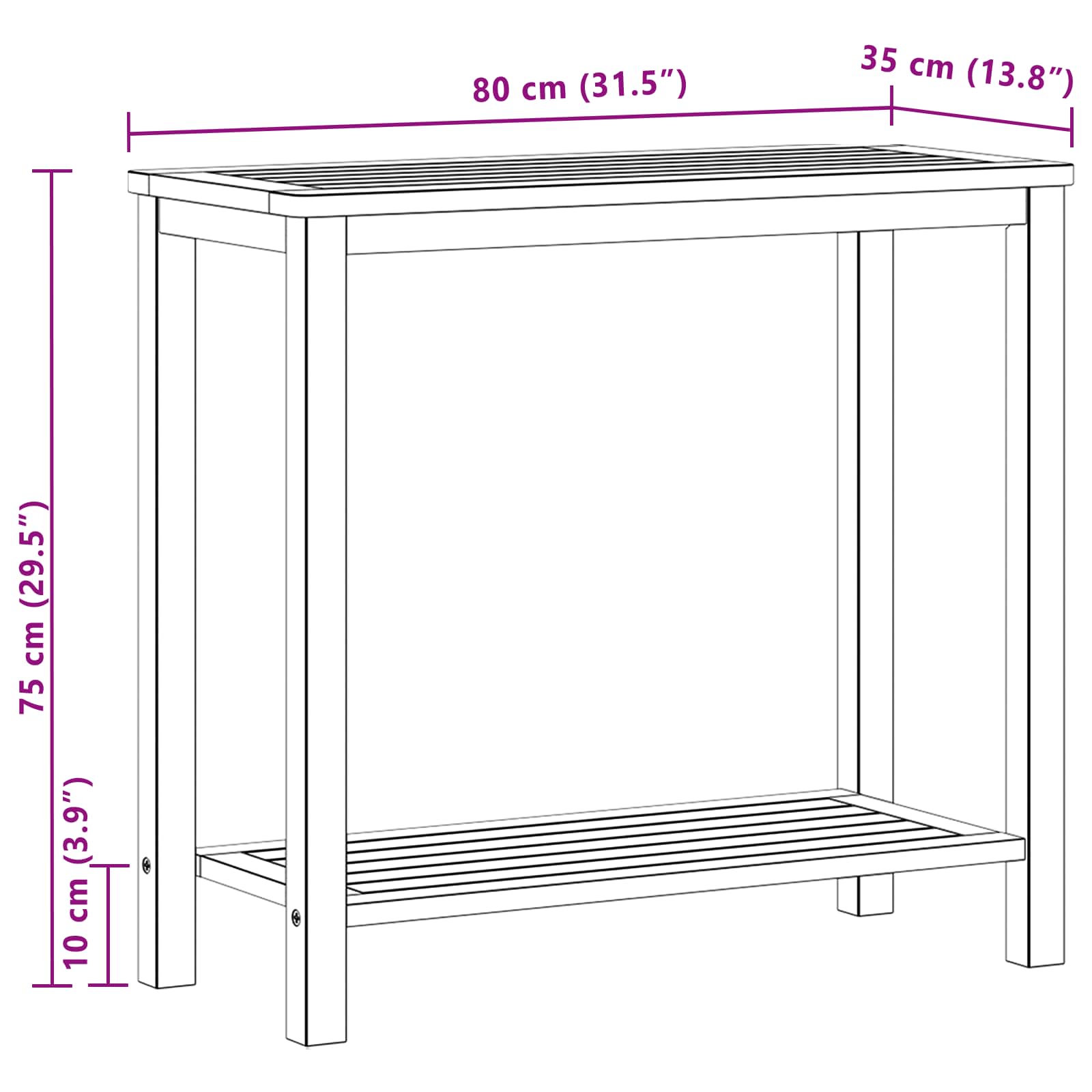 Tuin Console Tafel met opslag Licht acacia 80 x 35 x 75 cm is nu te koop bij PeponiXL, paradijselijk wonen!