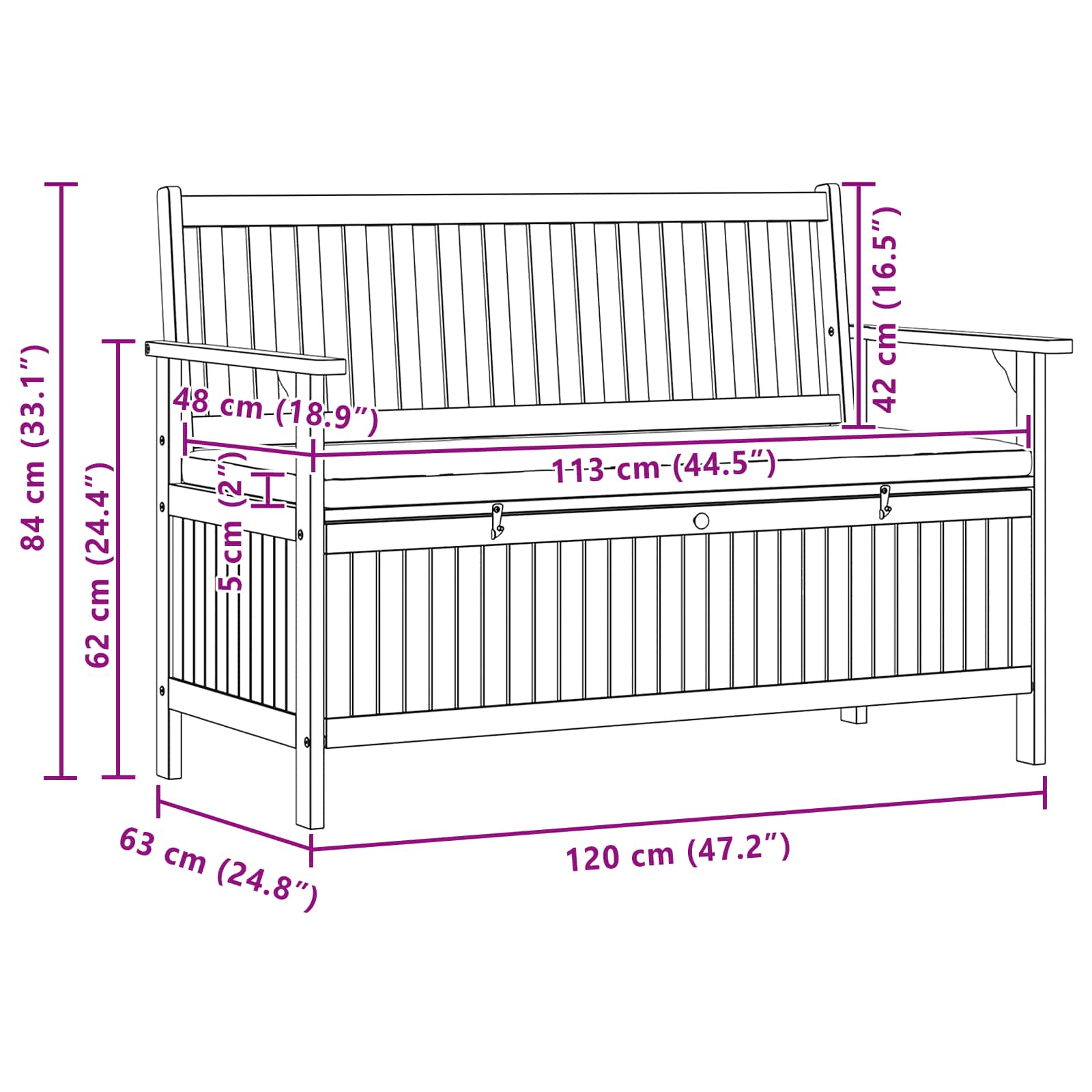 Opslagbank met opslag met de deur Massief Acacia is nu te koop bij PeponiXL, paradijselijk wonen!