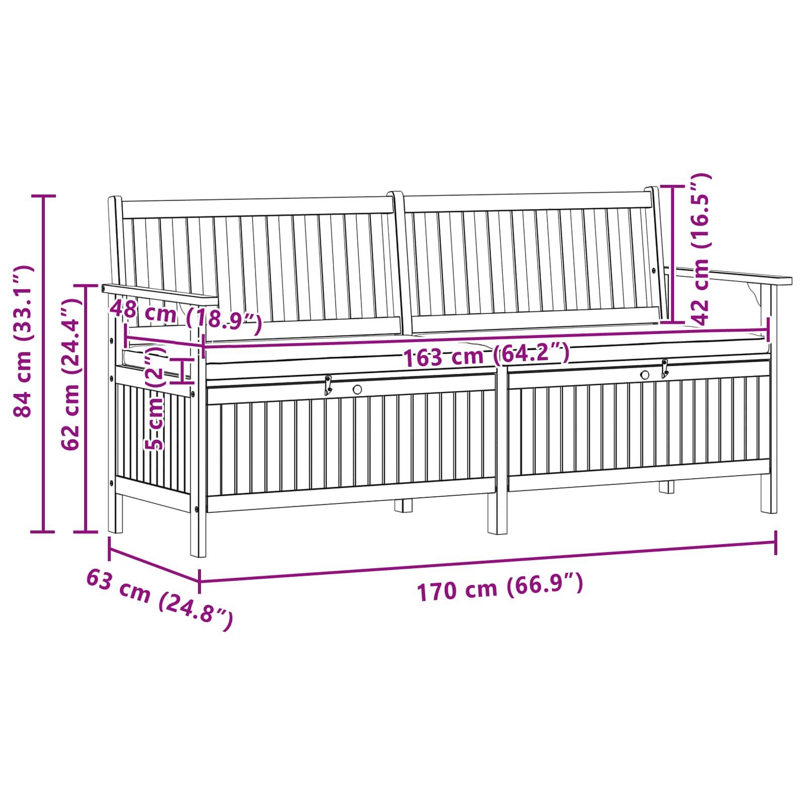 Opslagbank met opslag met de deur Massief Acacia is nu te koop bij PeponiXL, paradijselijk wonen!
