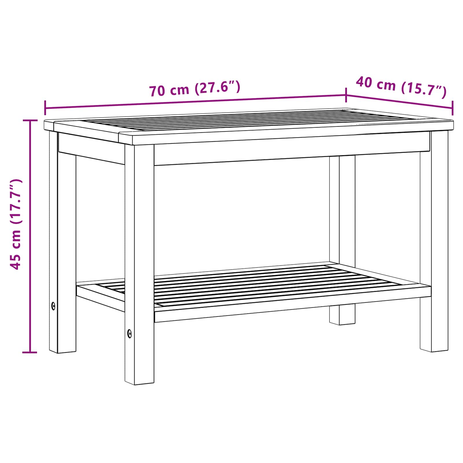 Bijzettafel Olie naturel 70 x 40 x 45 cm Massief Acaciahout is nu te koop bij PeponiXL, paradijselijk wonen!