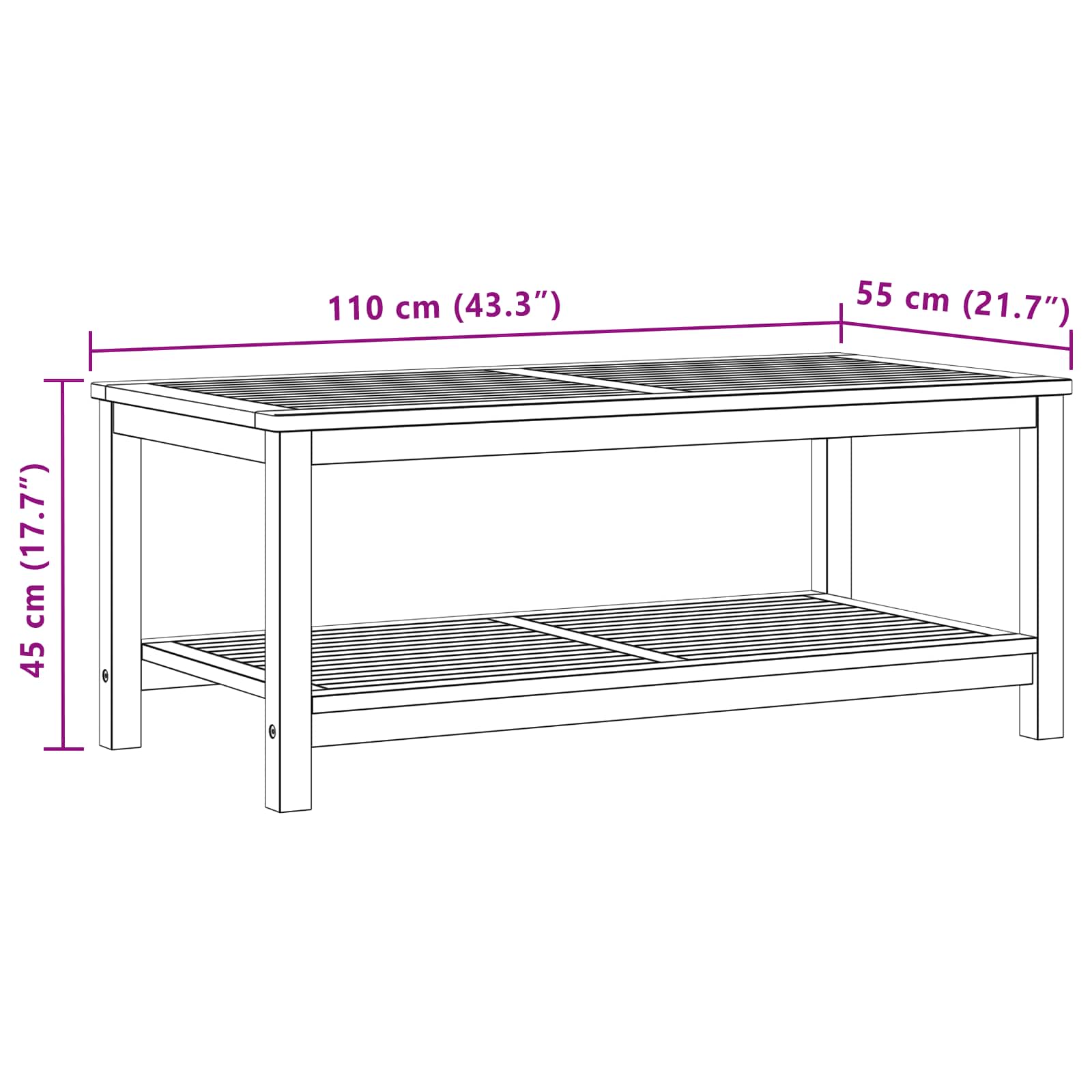 Bijzettafel Olie naturel 110 x 55 x 45 cm Massief Acaciahout is nu te koop bij PeponiXL, paradijselijk wonen!