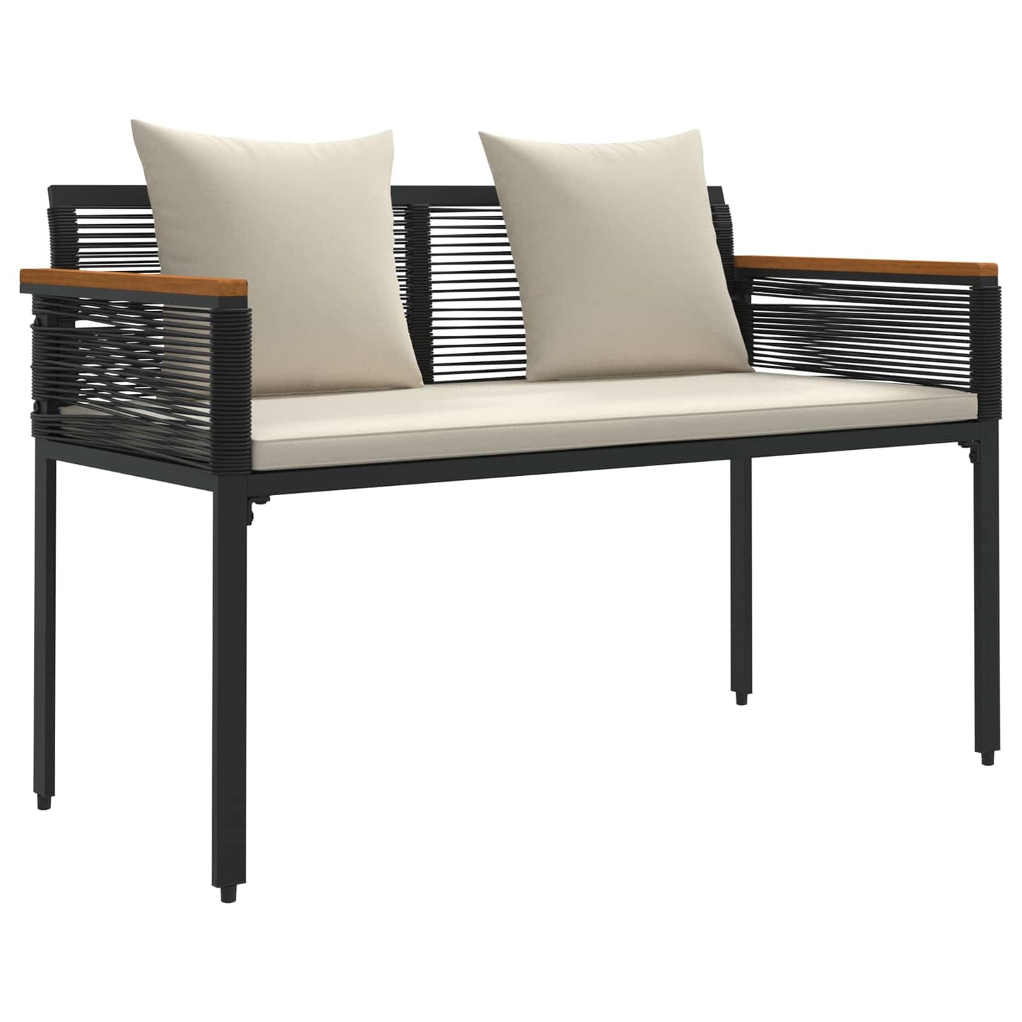 Buitenmeubelset met kussen Zwart en Cream Wit poly rattan is nu te koop bij PeponiXL, paradijselijk wonen!