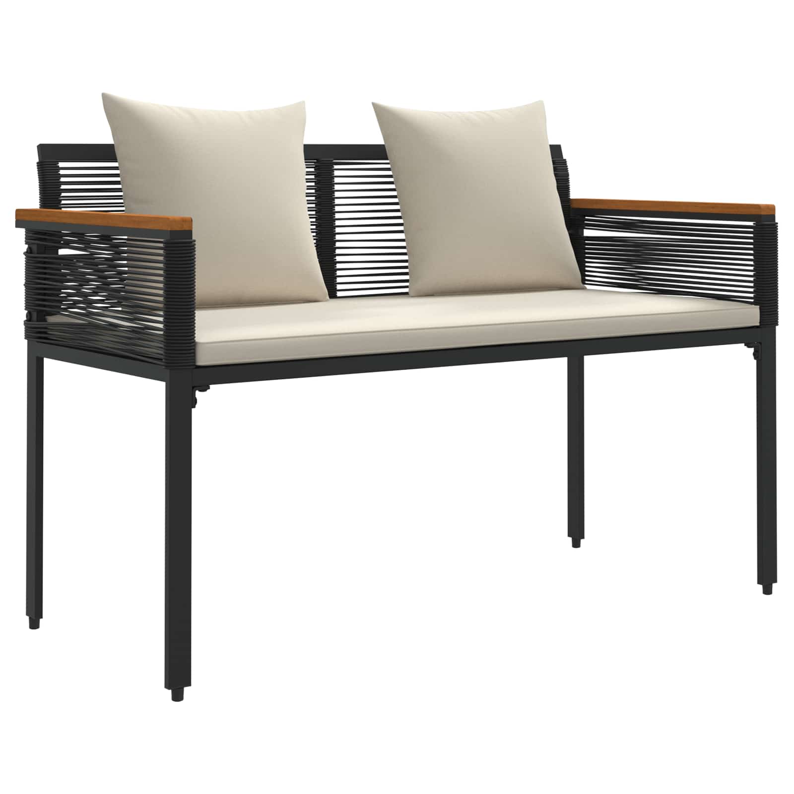 Buitenmeubelset met kussen Zwart en Cream Wit poly rattan is nu te koop bij PeponiXL, paradijselijk wonen!