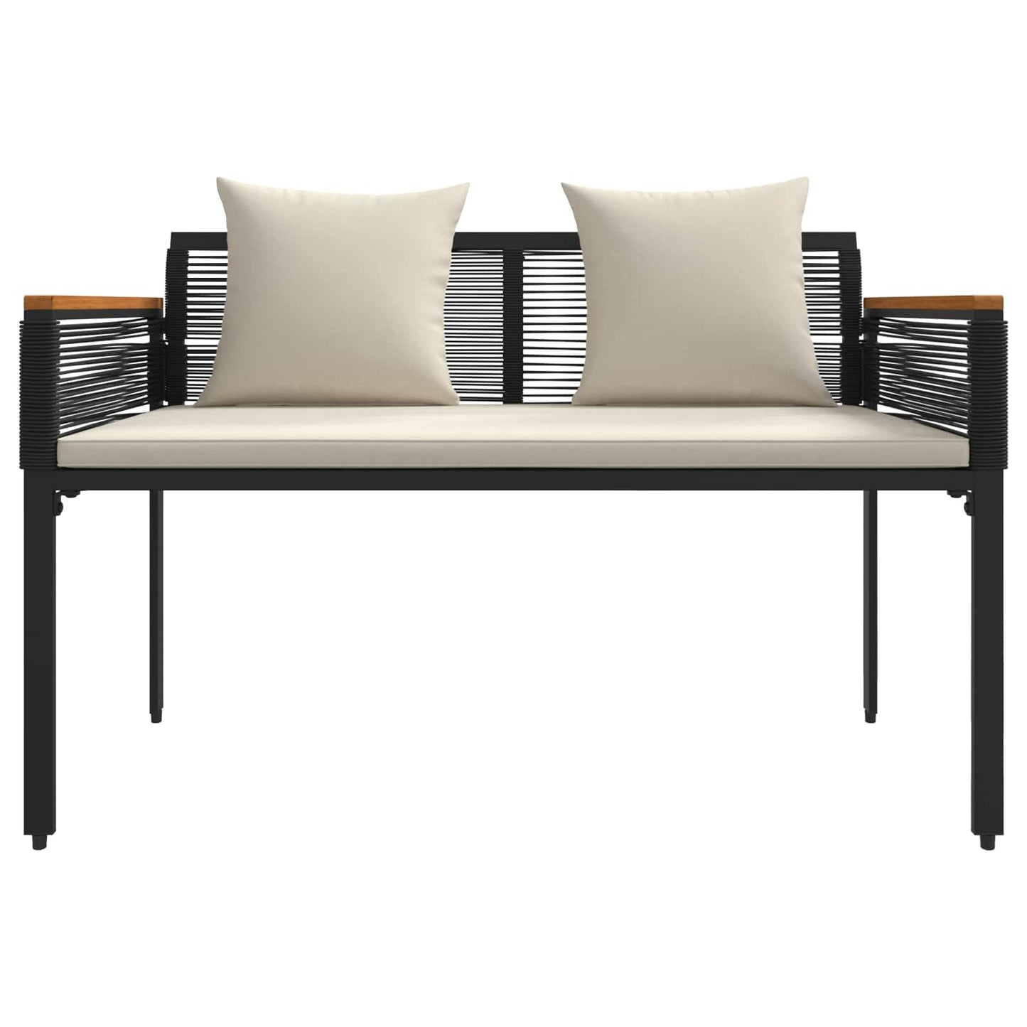 Buitenmeubelset met kussen Zwart en Cream Wit poly rattan is nu te koop bij PeponiXL, paradijselijk wonen!
