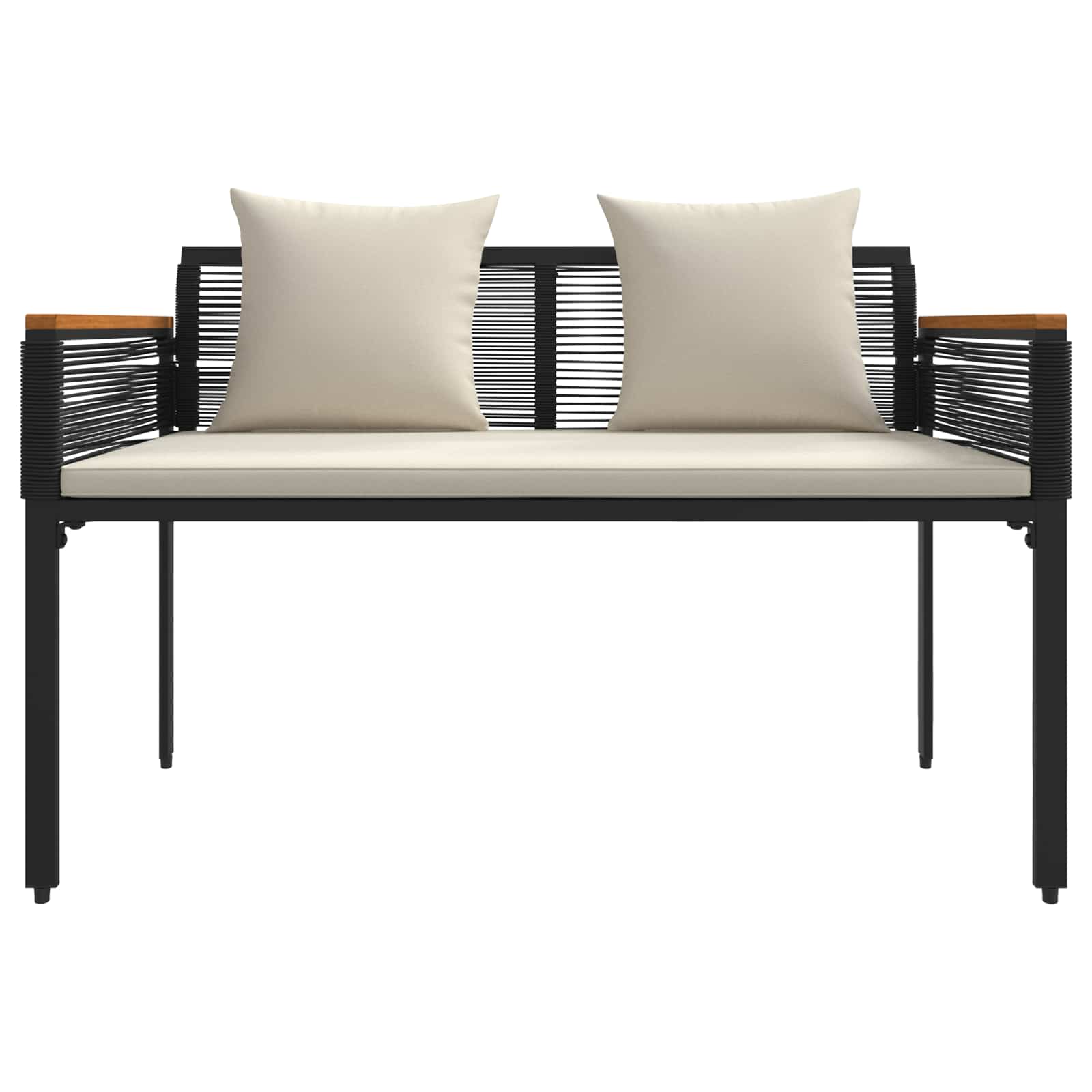 Buitenmeubelset met kussen Zwart en Cream Wit poly rattan is nu te koop bij PeponiXL, paradijselijk wonen!