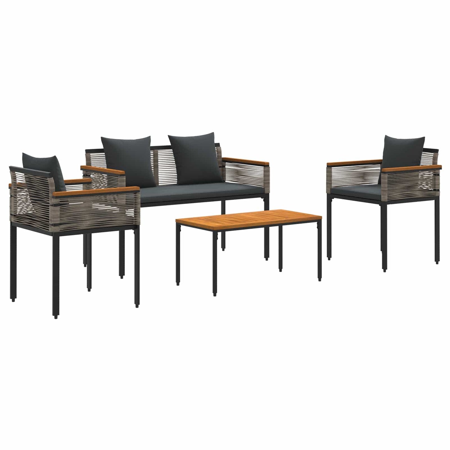 Buitenmeubelset met kussen Grijs en Donkergrijs poly rattan is nu te koop bij PeponiXL, paradijselijk wonen!