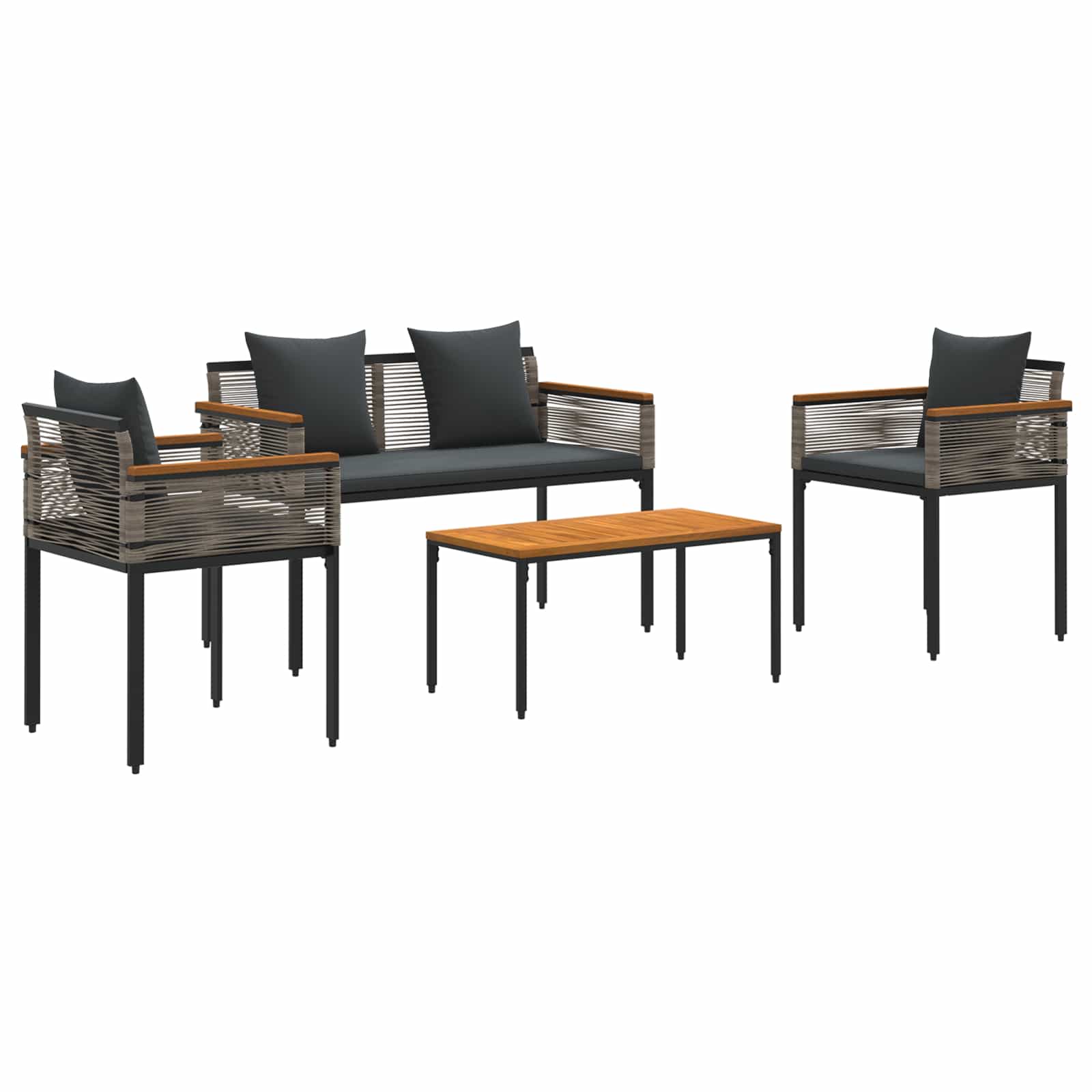 Buitenmeubelset met kussen Grijs en Donkergrijs poly rattan is nu te koop bij PeponiXL, paradijselijk wonen!