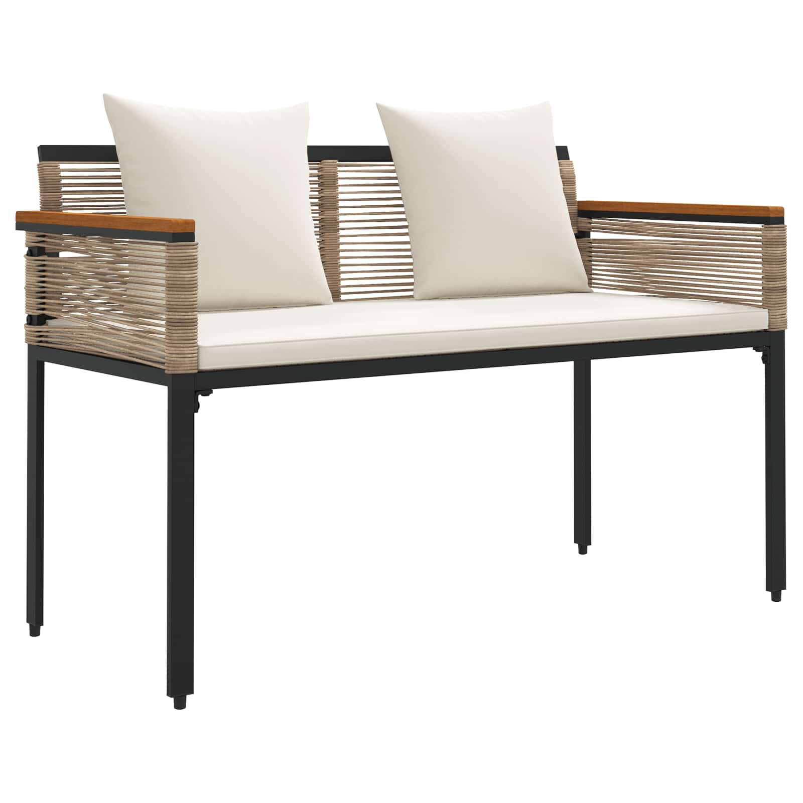 Buitenmeubelset met kussen Beige en Crème Wit poly rattan is nu te koop bij PeponiXL, paradijselijk wonen!