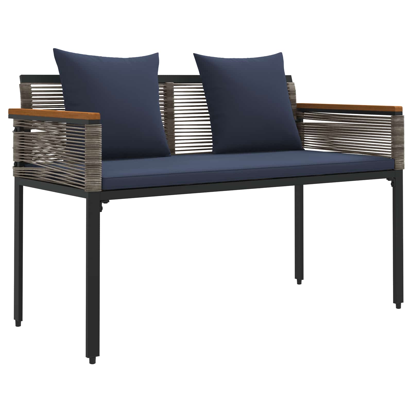 Buitenmeubelset met kussen Grijs en Marineblauw poly rattan is nu te koop bij PeponiXL, paradijselijk wonen!