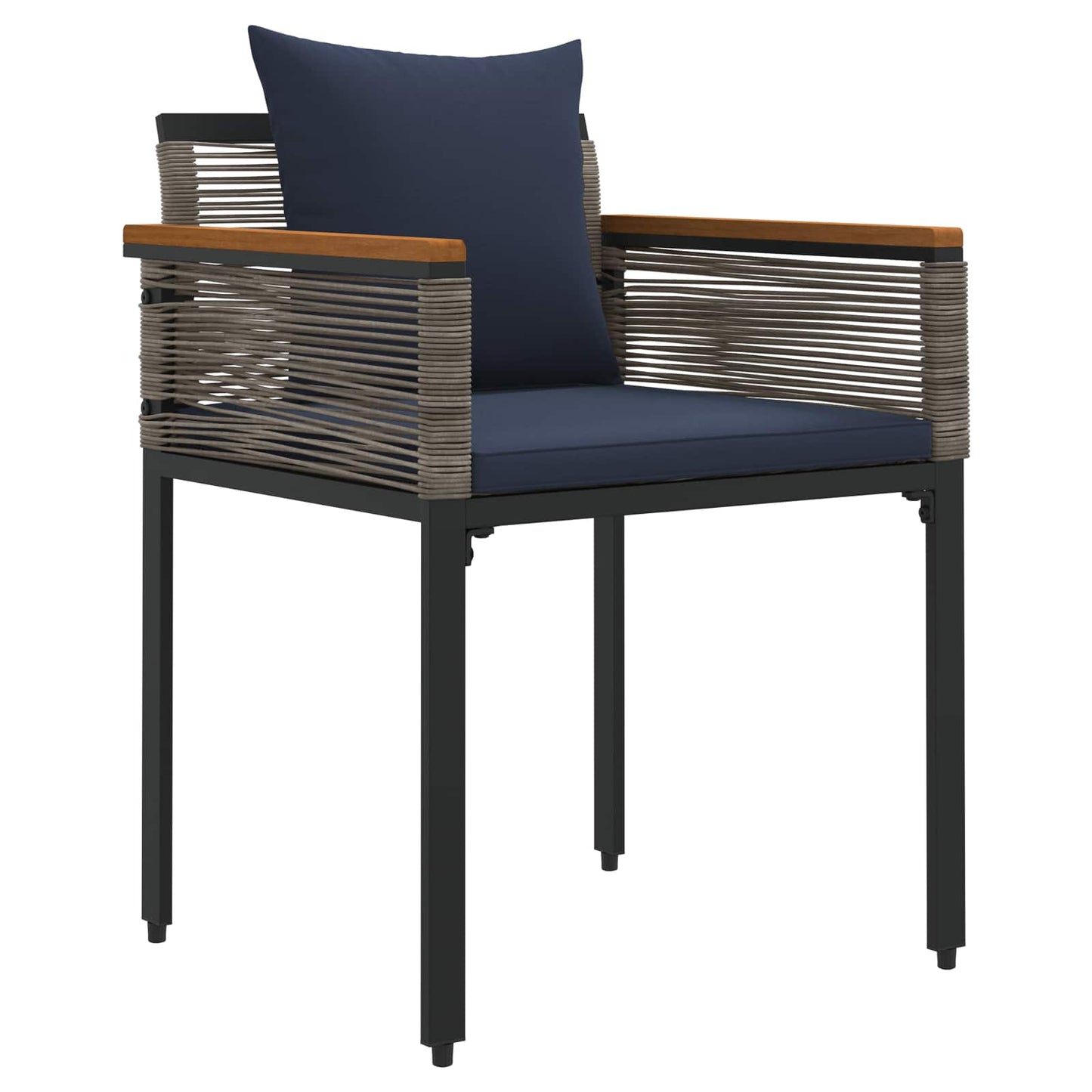Buitenmeubelset met kussen Grijs en Marineblauw poly rattan is nu te koop bij PeponiXL, paradijselijk wonen!