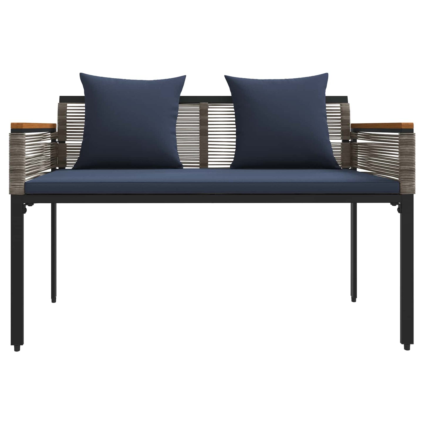 Buitenmeubelset met kussen Grijs en Marineblauw poly rattan is nu te koop bij PeponiXL, paradijselijk wonen!