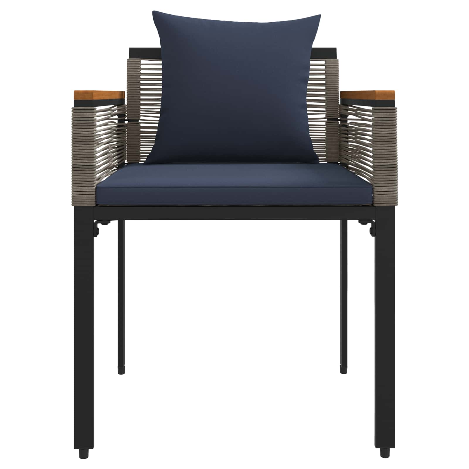 Buitenmeubelset met kussen Grijs en Marineblauw poly rattan is nu te koop bij PeponiXL, paradijselijk wonen!