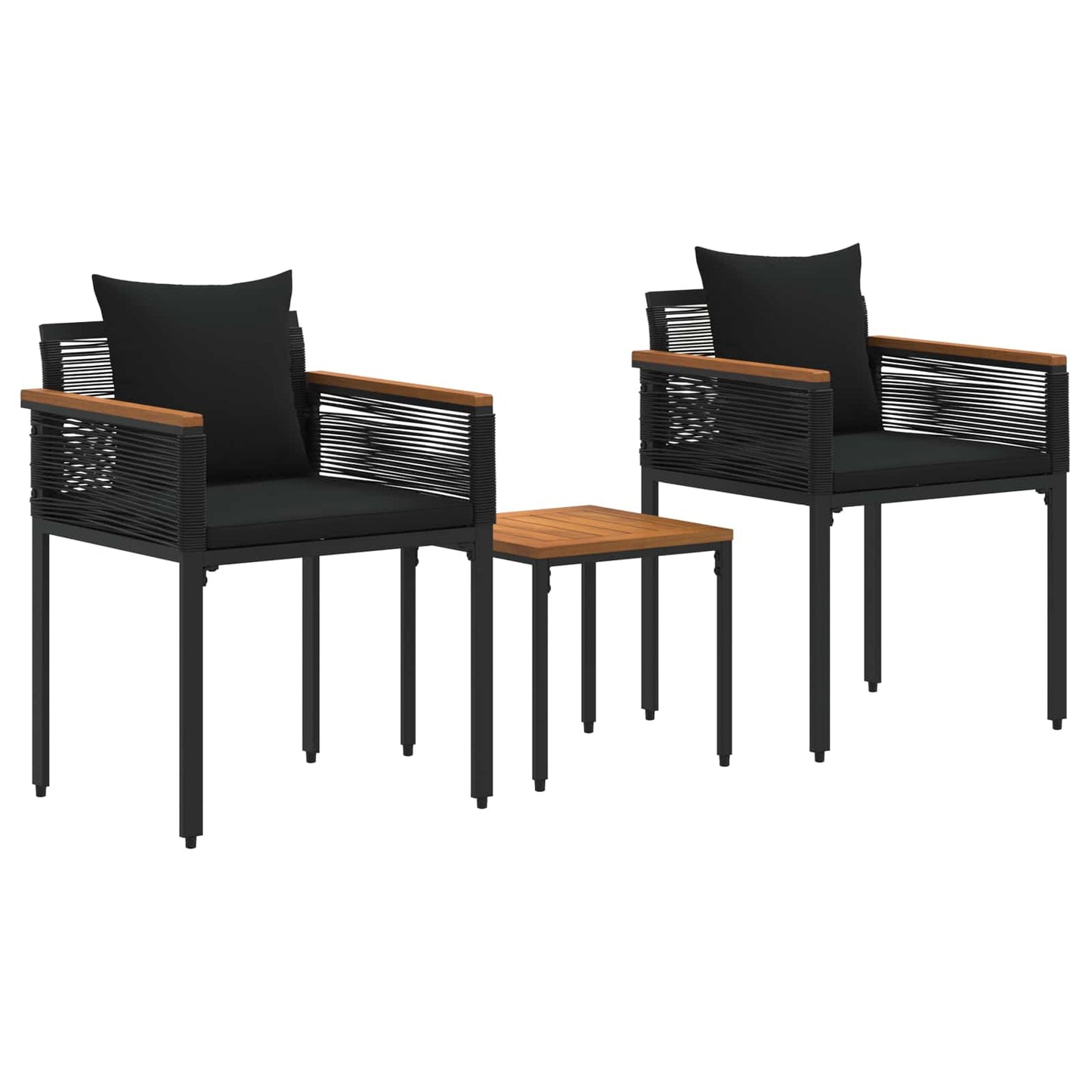 Buitenmeubelset met kussen Zwart poly rattan is nu te koop bij PeponiXL, paradijselijk wonen!
