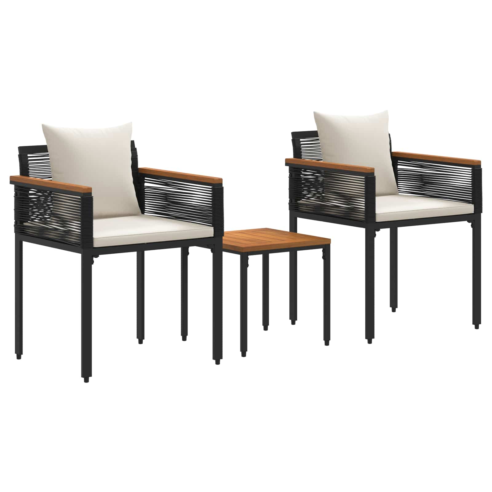 Buitenmeubelset met kussen Zwart en Cream Wit poly rattan is nu te koop bij PeponiXL, paradijselijk wonen!