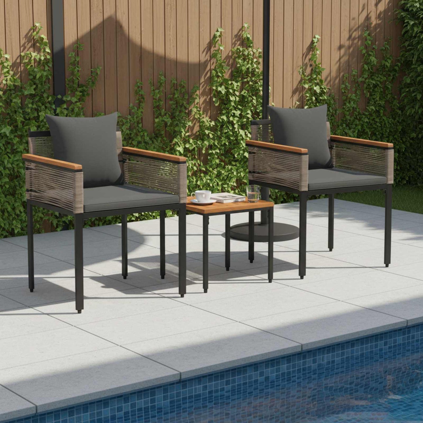 Buitenmeubelset met kussen Grijs en Donkergrijs poly rattan is nu te koop bij PeponiXL, paradijselijk wonen!