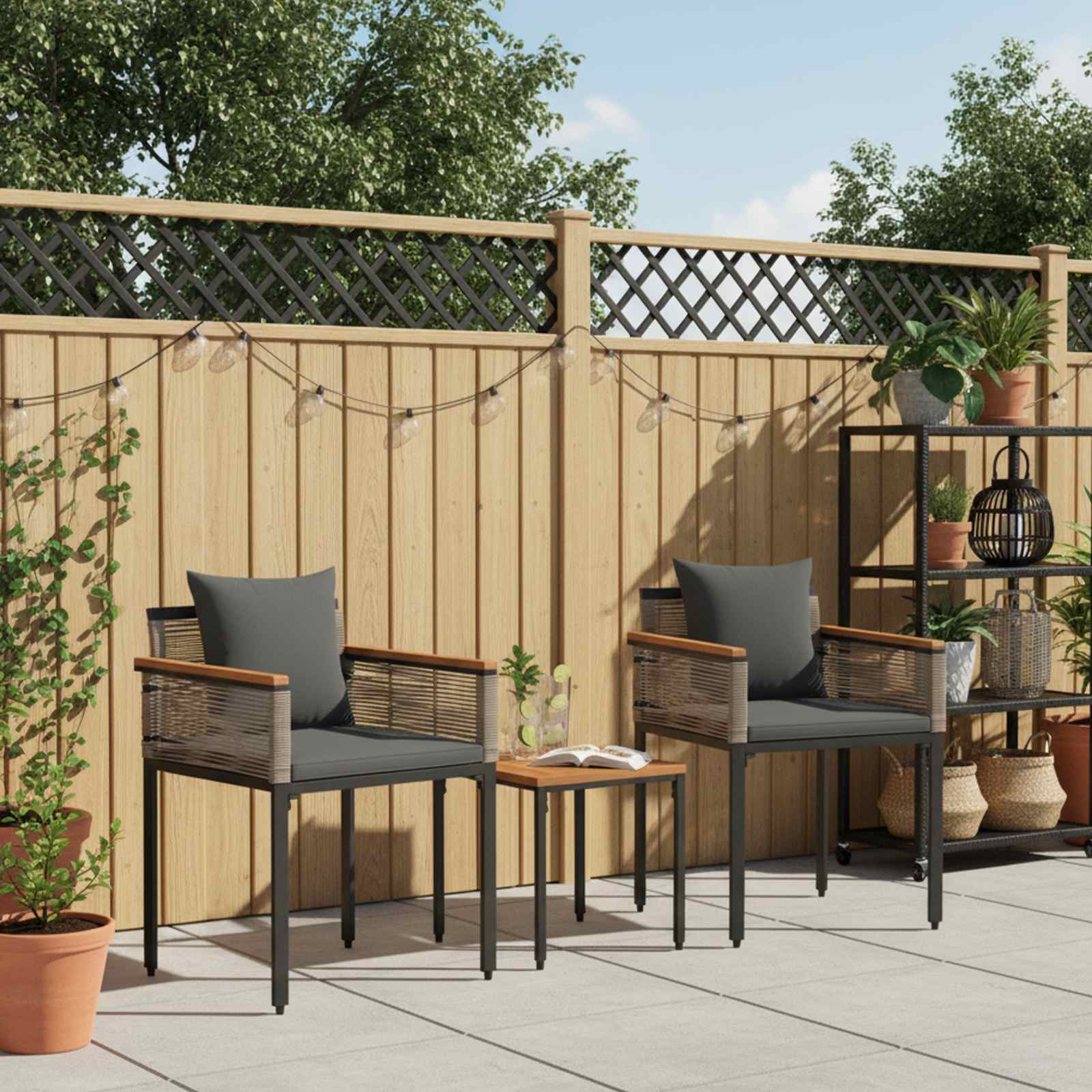 Buitenmeubelset met kussen Grijs en Donkergrijs poly rattan is nu te koop bij PeponiXL, paradijselijk wonen!