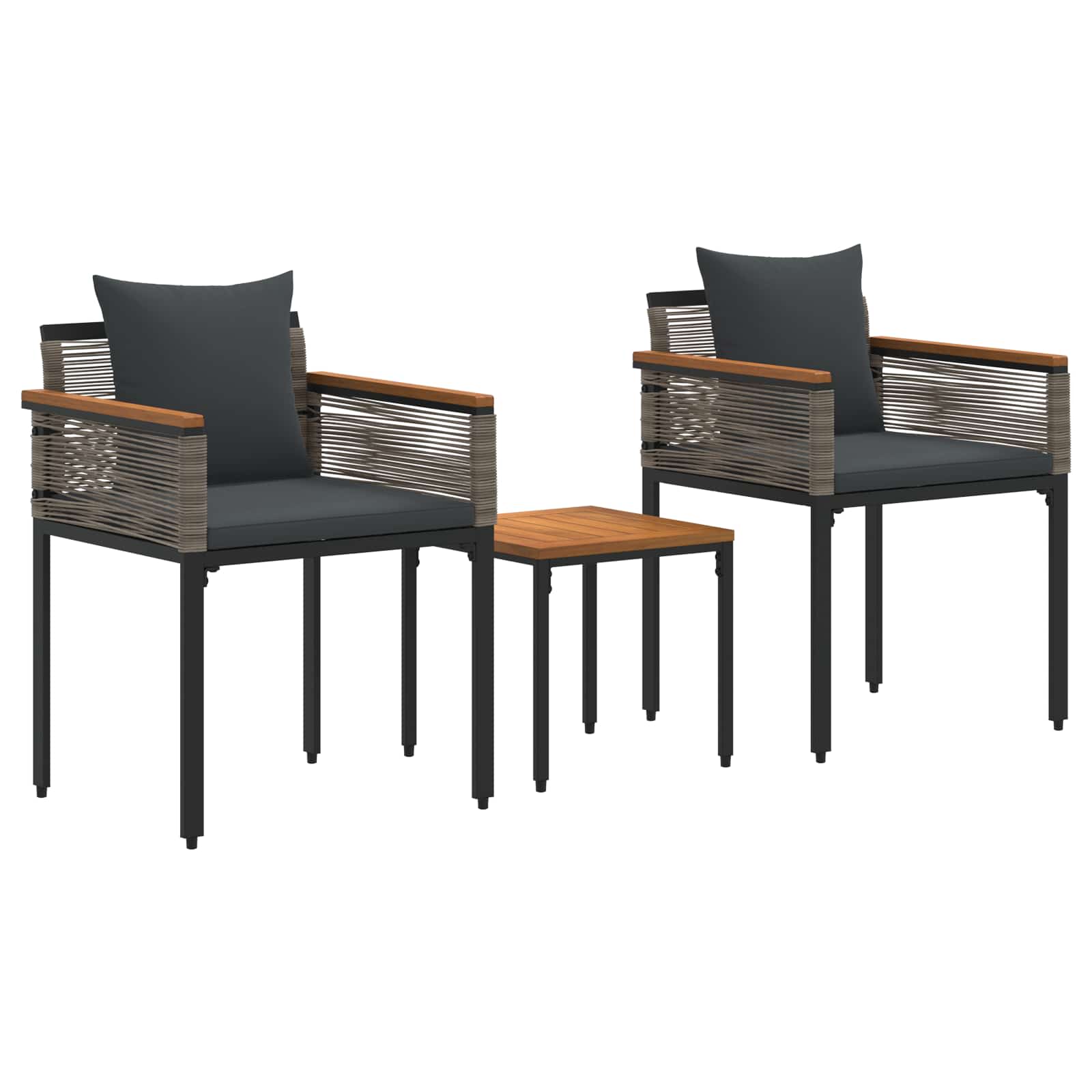 Buitenmeubelset met kussen Grijs en Donkergrijs poly rattan is nu te koop bij PeponiXL, paradijselijk wonen!