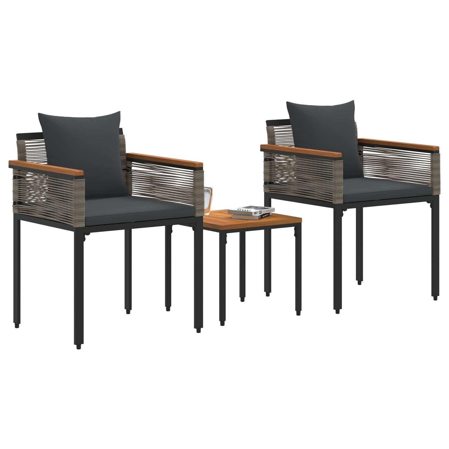 Buitenmeubelset met kussen Grijs en Donkergrijs poly rattan is nu te koop bij PeponiXL, paradijselijk wonen!