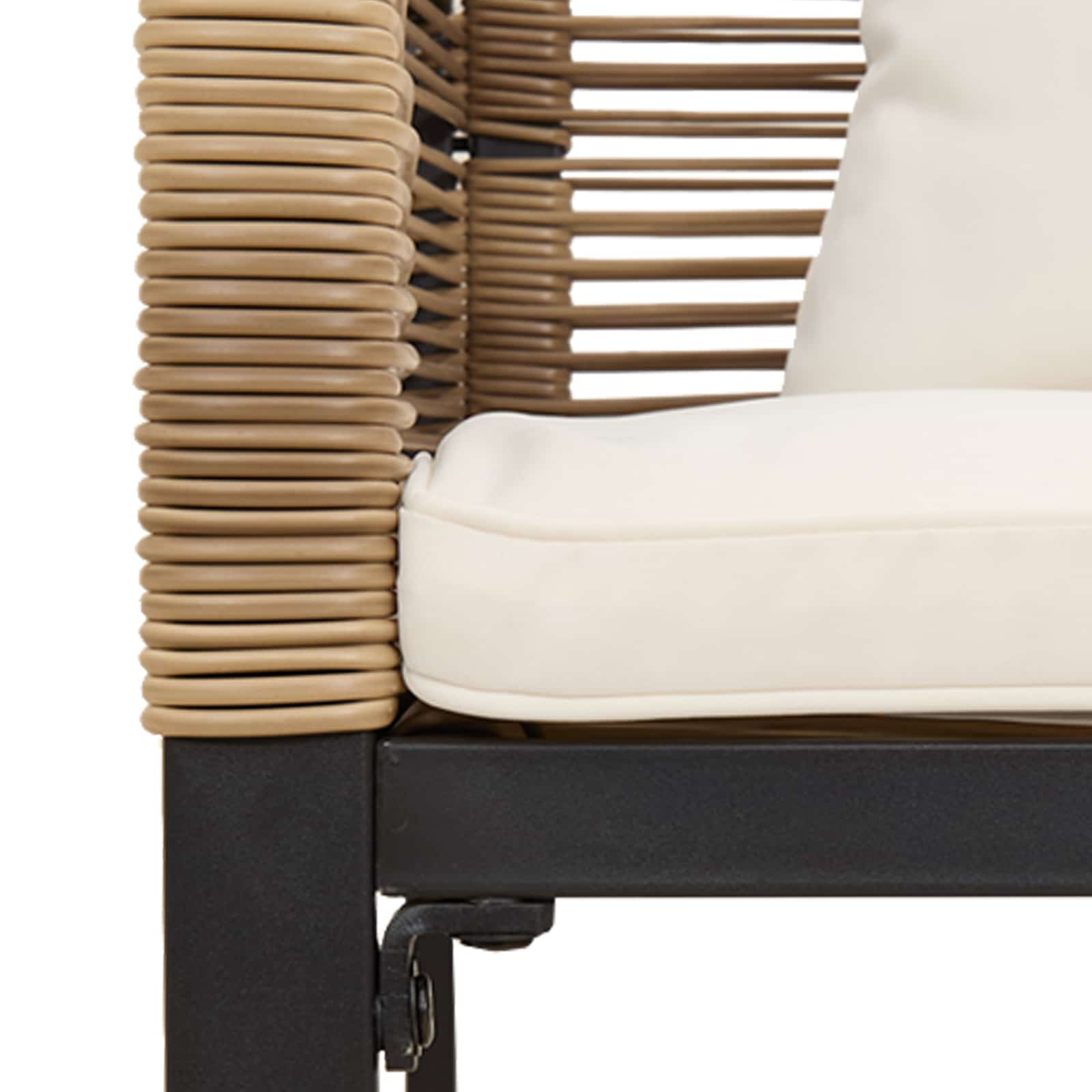 Buitenmeubelset met kussen Beige en Crème Wit poly rattan is nu te koop bij PeponiXL, paradijselijk wonen!