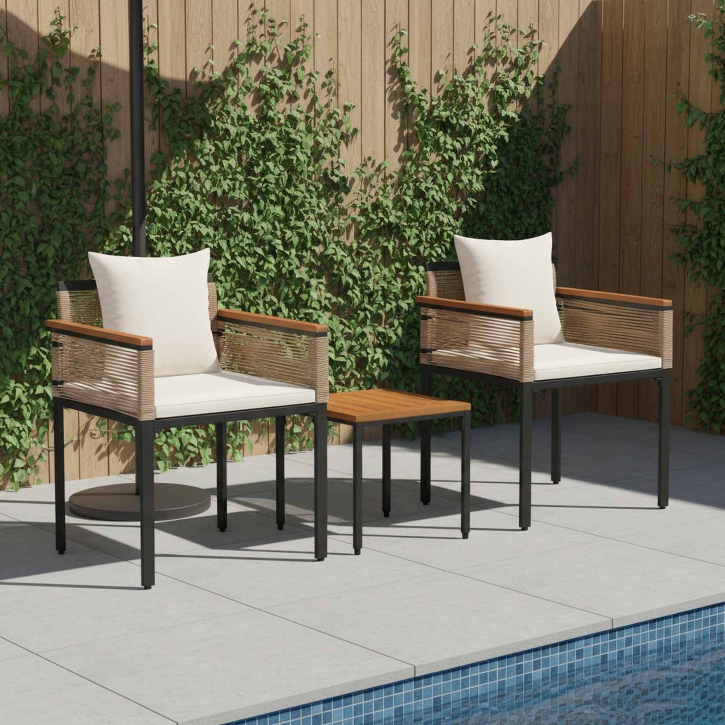 Buitenmeubelset met kussen Beige en Crème Wit poly rattan is nu te koop bij PeponiXL, paradijselijk wonen!