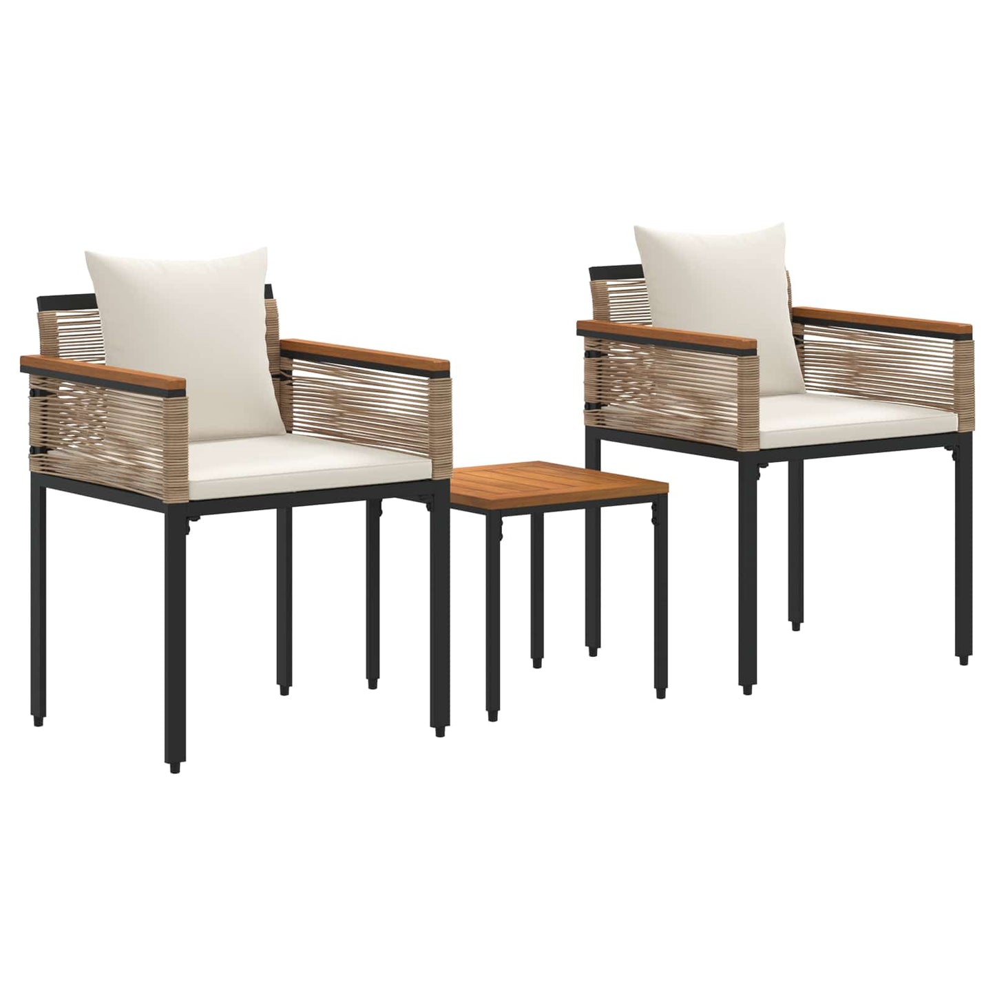 Buitenmeubelset met kussen Beige en Crème Wit poly rattan is nu te koop bij PeponiXL, paradijselijk wonen!