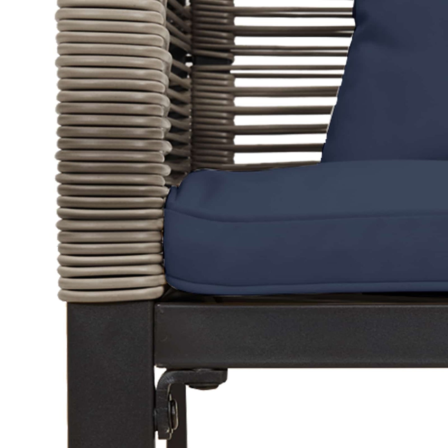 Buitenmeubelset met kussen Grijs en Marineblauw PE Rattan is nu te koop bij PeponiXL, paradijselijk wonen!