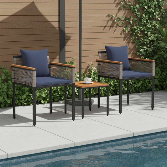 Buitenmeubelset met kussen Grijs en Marineblauw poly rattan is nu te koop bij PeponiXL, paradijselijk wonen!