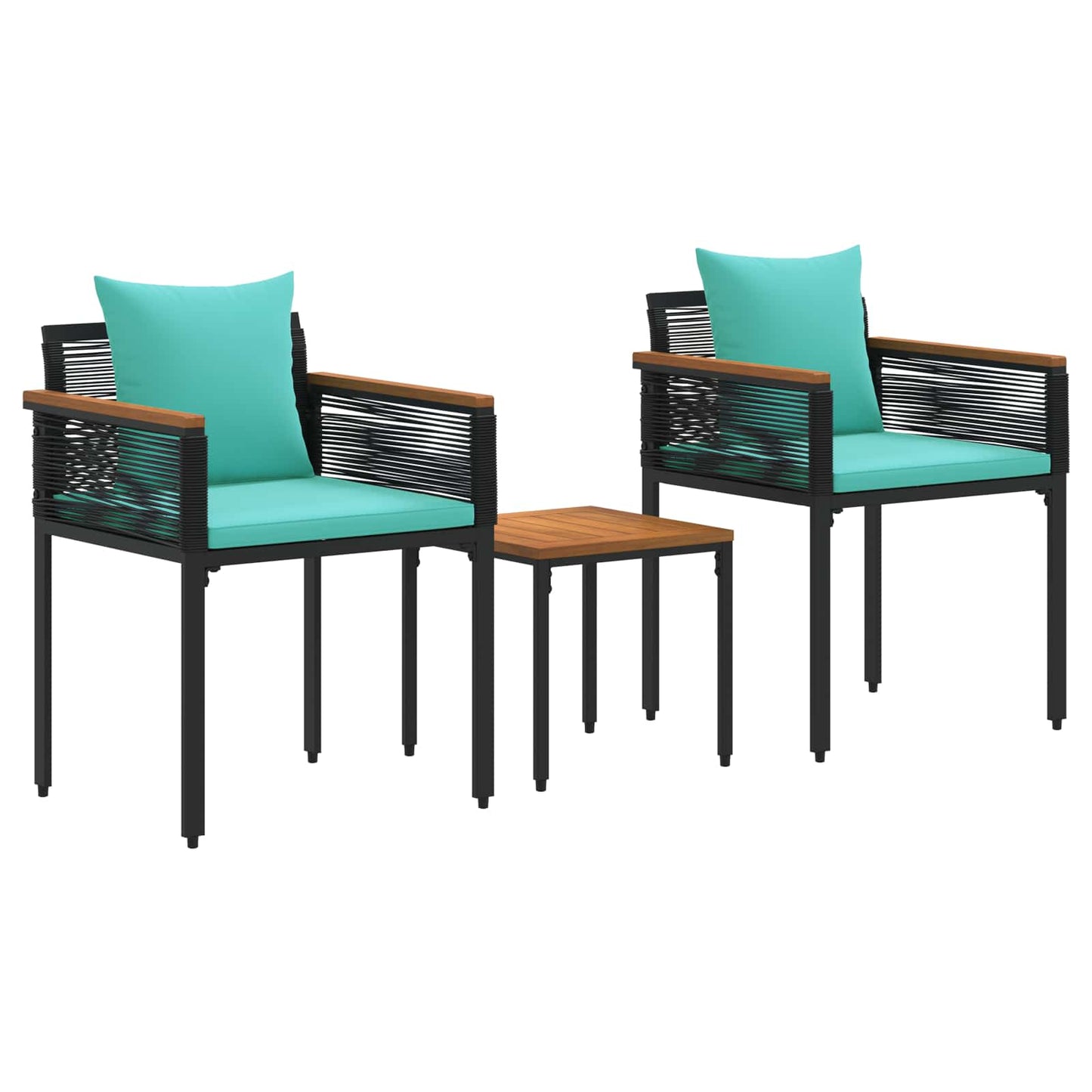 Buitenmeubelset met kussen Zwart en Turquoise poly rattan is nu te koop bij PeponiXL, paradijselijk wonen!
