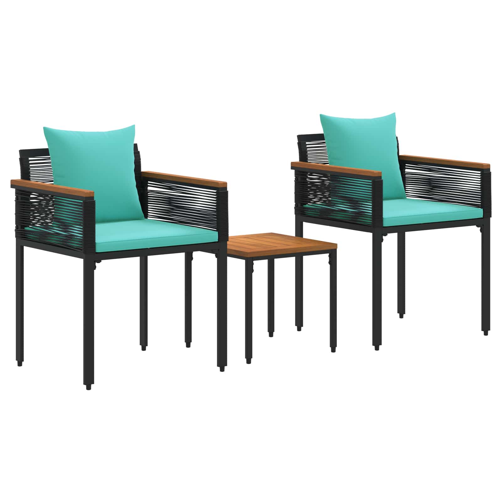 Buitenmeubelset met kussen Zwart en Turquoise poly rattan is nu te koop bij PeponiXL, paradijselijk wonen!