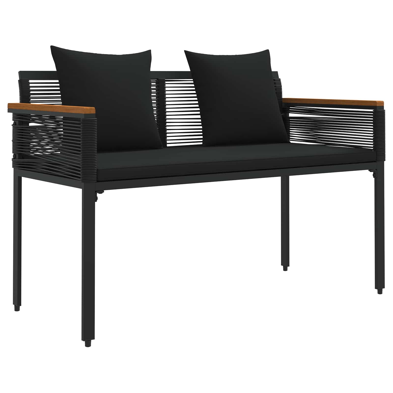 Tuinbank met kussen Zwart 117 x 54 x 74.5 cm poly rattan is nu te koop bij PeponiXL, paradijselijk wonen!