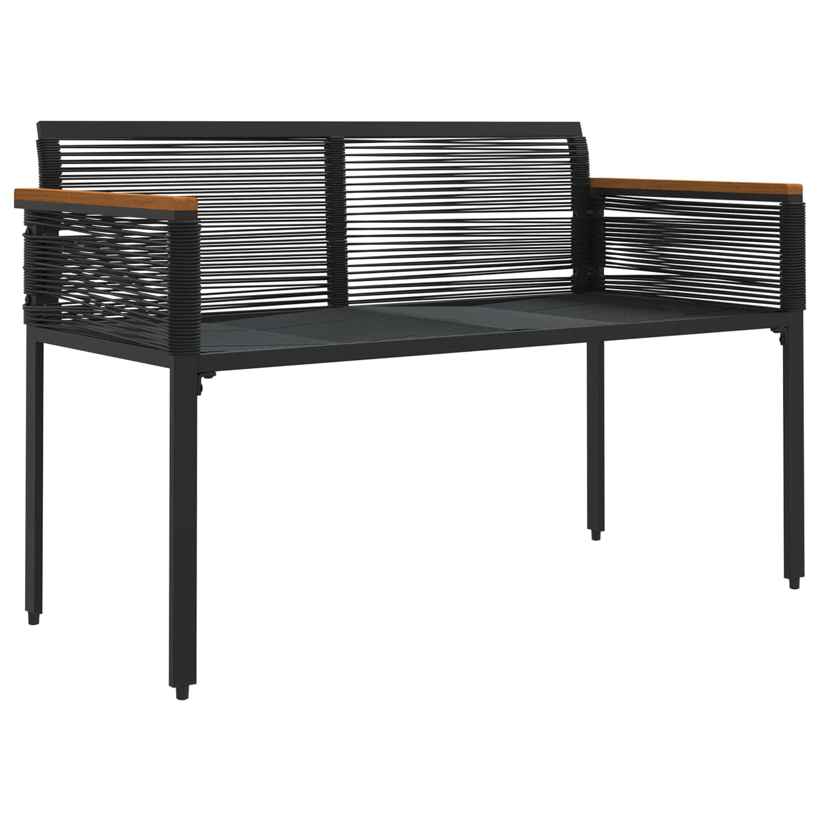 Tuinbank met kussen Zwart 117 x 54 x 74.5 cm poly rattan is nu te koop bij PeponiXL, paradijselijk wonen!