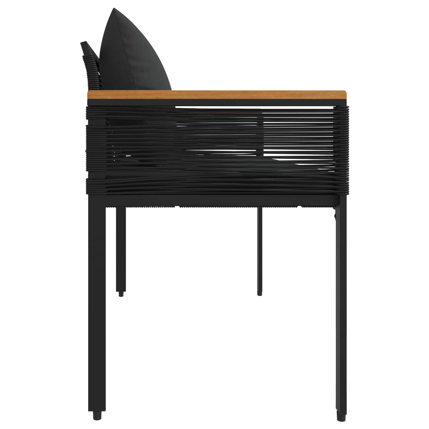 Tuinbank met kussen Zwart 117 x 54 x 74.5 cm poly rattan is nu te koop bij PeponiXL, paradijselijk wonen!