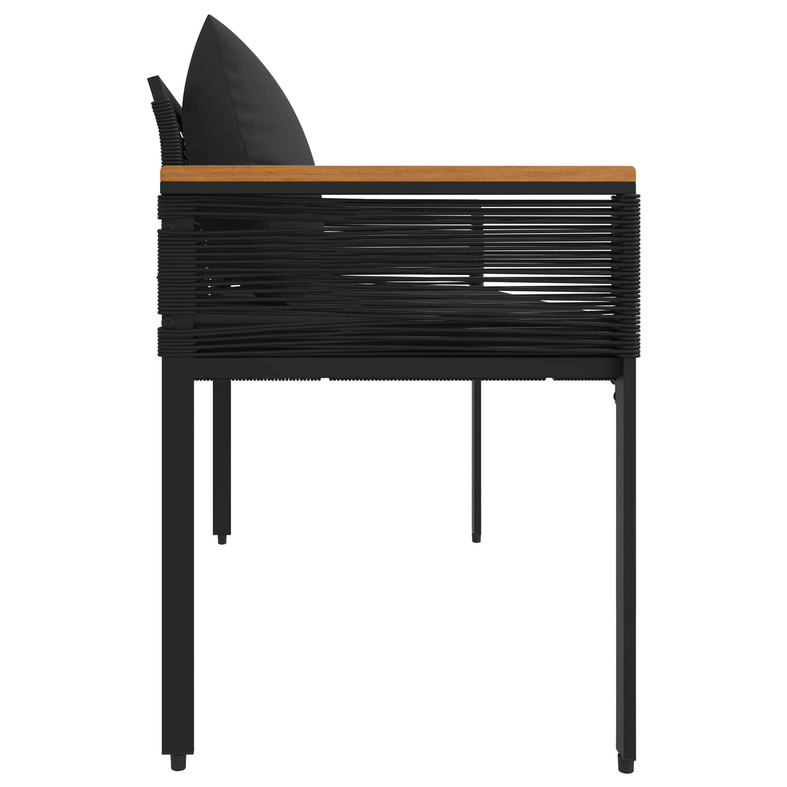 Tuinbank met kussen Zwart 117 x 54 x 74.5 cm poly rattan is nu te koop bij PeponiXL, paradijselijk wonen!