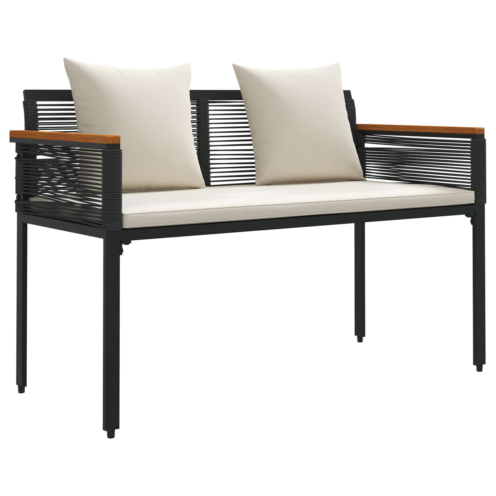 Tuinbank Zwart en Cream Wit 117 x 54 x 74.5 cm poly rattan is nu te koop bij PeponiXL, paradijselijk wonen!